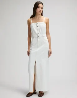Maxi Denim Dress Powder White
