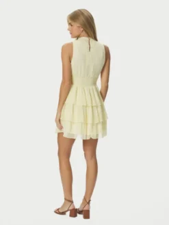 May Solid Chiffon Dress Light Yellow