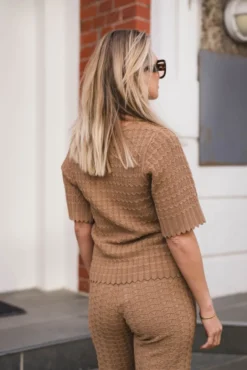 Meiko Fine Crochet Blouse Taupe