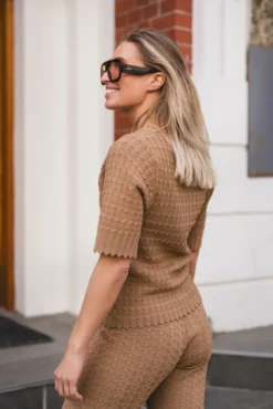 Meiko Fine Crochet Blouse Taupe