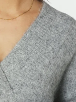 Melli Fluffy Knit Blouse Grey Melange