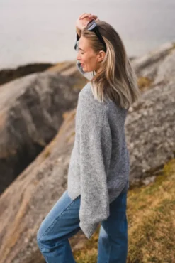Melli Fluffy Knit Blouse Grey Melange