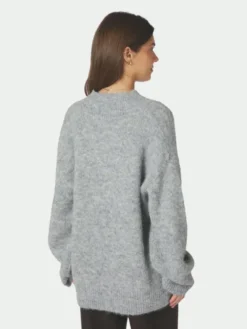Melli Fluffy Knit Blouse Grey Melange