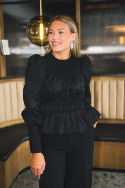 Mercia Mix Bustier Blouse Black