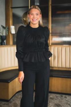 Mercia Mix Bustier Blouse Black