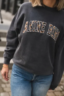 Miles Sweatshirt Anine Bing Leopard Washed Black