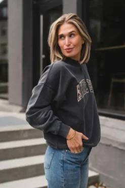 Miles Sweatshirt Anine Bing Leopard Washed Black