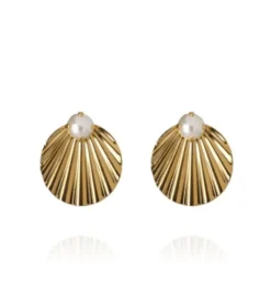 Milos Earrings Gold Pearl