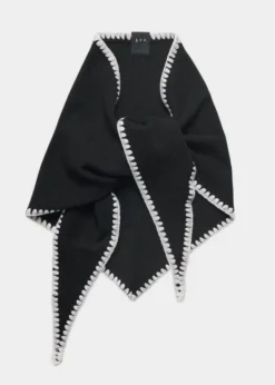 Mina Stitched Merino Scarf Black