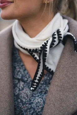 Mina Stitched Merino Scarf Eggshell
