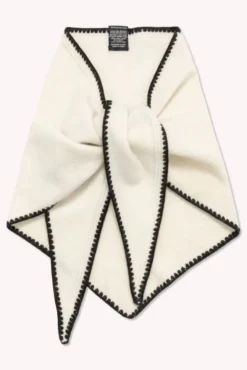 Mina Stitched Merino Scarf Eggshell