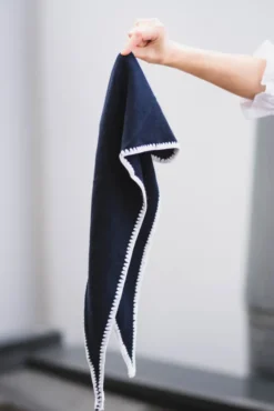 Mina Stitched Merino Scarf Navy