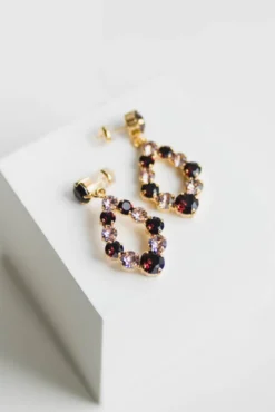 Mini Delia Earrings Gold Burgundy/Vintage Rose