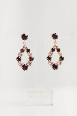 Mini Delia Earrings Gold Burgundy/Vintage Rose