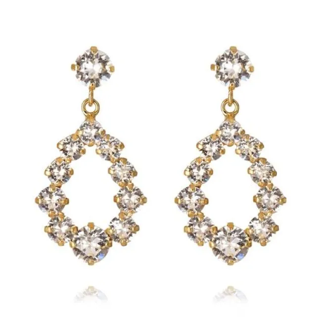 Mini Delia Earrings Gold Crystal