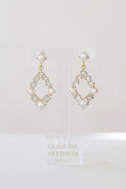 Mini Delia Earrings Gold Pearl/Crystal