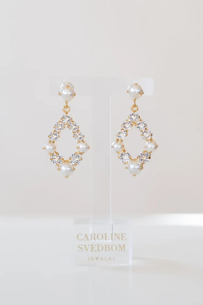 Mini Delia Earrings Gold Pearl/Crystal