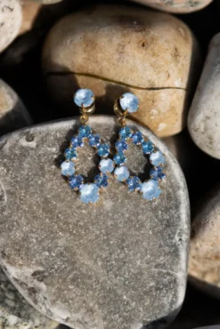 Mini Delia Earrings Gold Sky Combo