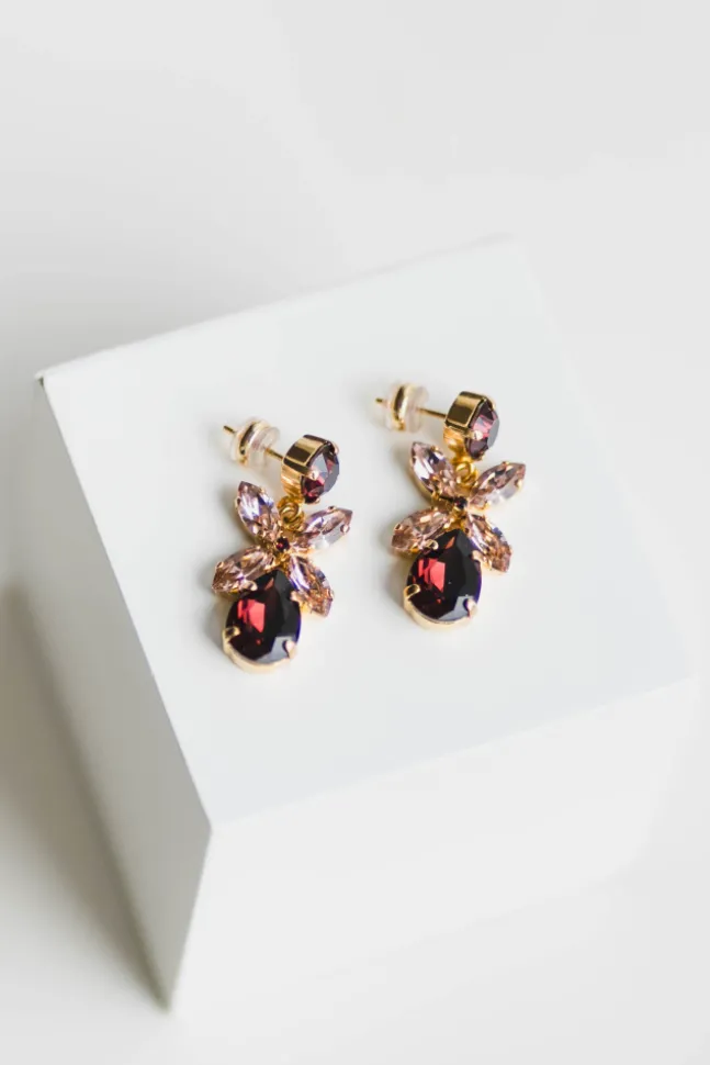 Mini Dione Earrings Gold Burgundy/Vintage Rose
