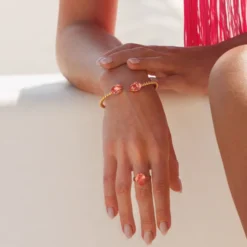 Mini Drop Bracelet Gold Rose Peach