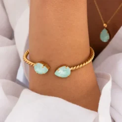Mini Drop Bracelet Gold Soft Mint