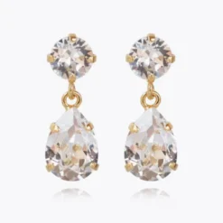 Mini Drop Earrings Gold Crystal