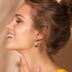 Mini Drop Earrings Gold Crystal