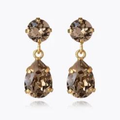 Mini Drop Earrings Gold Greige
