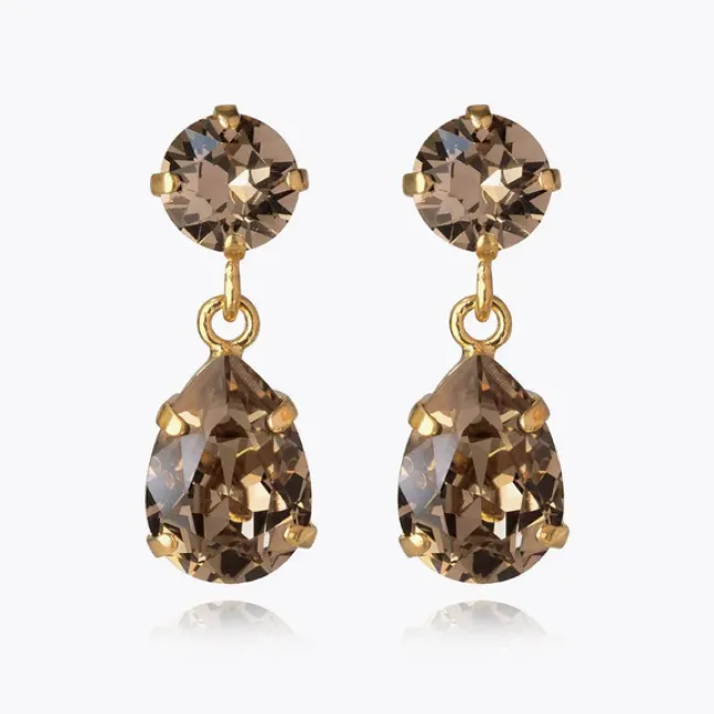 Mini Drop Earrings Gold Greige