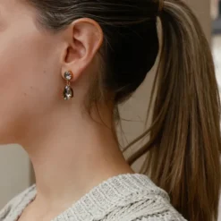 Mini Drop Earrings Gold Greige