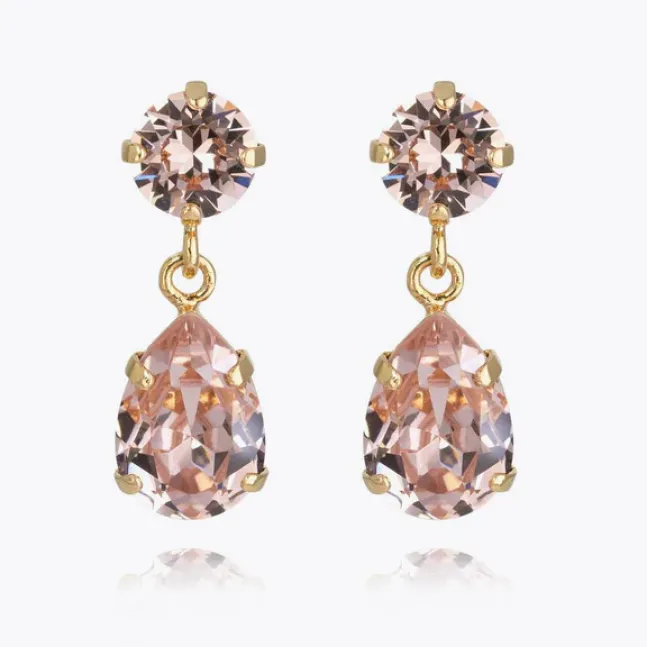 Mini Drop Earrings Gold Vintage Rose