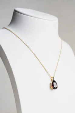 Mini Drop Necklace Gold Burgundy