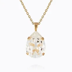 Mini Drop Necklace Gold Crystal