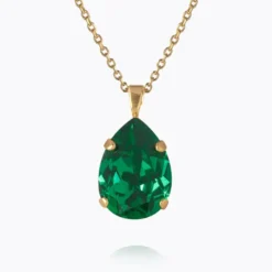 Mini Drop Necklace Gold Majestic Green