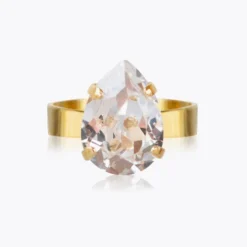 Mini Drop Ring Gold Crystal
