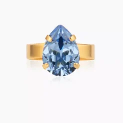 Mini Drop Ring Gold Light Sapphire