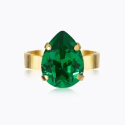Mini Drop Ring Gold Majestic Green