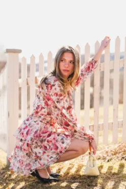 Mio Vintage Flower Dress Creme