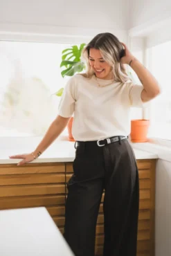 Missy Knit Tee Creme