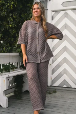 Moa Oversized Knitted Shirt Taupe