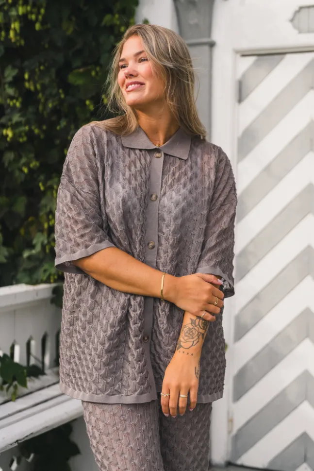 Moa Oversized Knitted Shirt Taupe