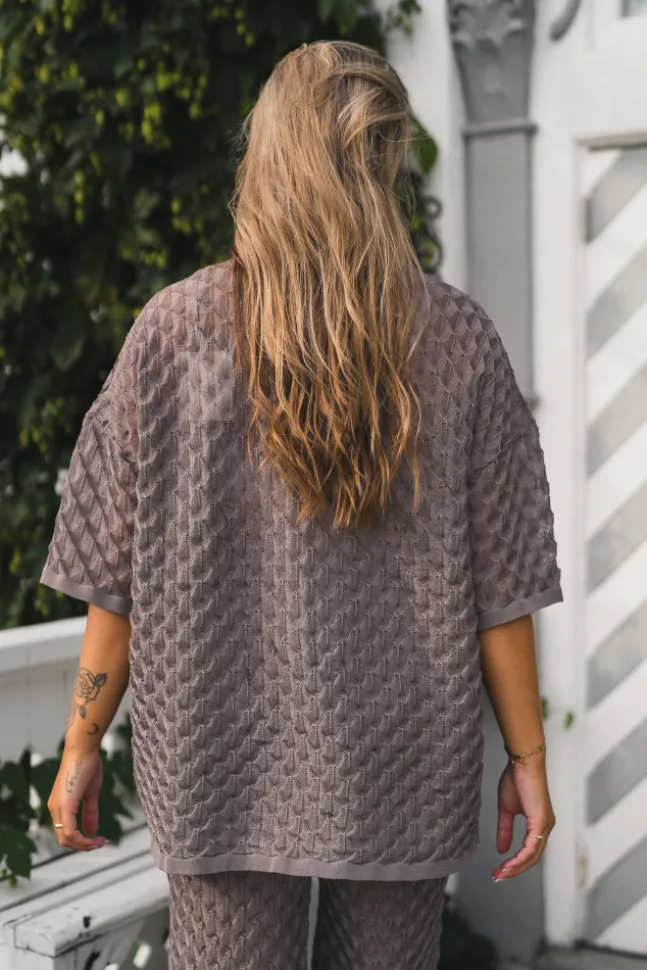 Moa Oversized Knitted Shirt Taupe