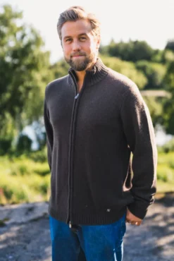 M. Wool Zip Cardigan Dark Brown