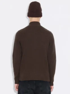 M. Wool Zip Cardigan Dark Brown