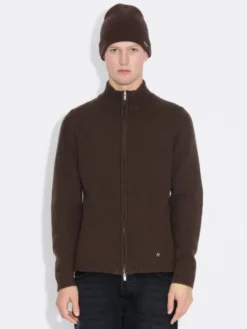 M. Wool Zip Cardigan Dark Brown