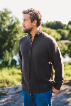 M. Wool Zip Cardigan Dark Brown