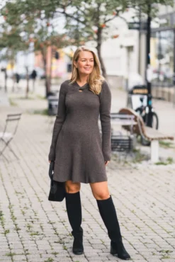 Myla Dress Dark Taupe Melange