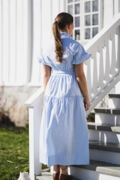 Nellie Soft Stripe Dress Light Blue