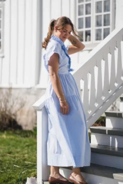 Nellie Soft Stripe Dress Light Blue