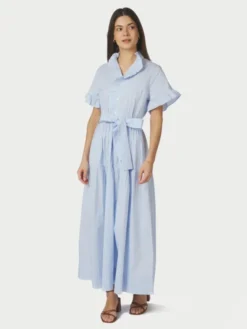 Nellie Soft Stripe Dress Light Blue
